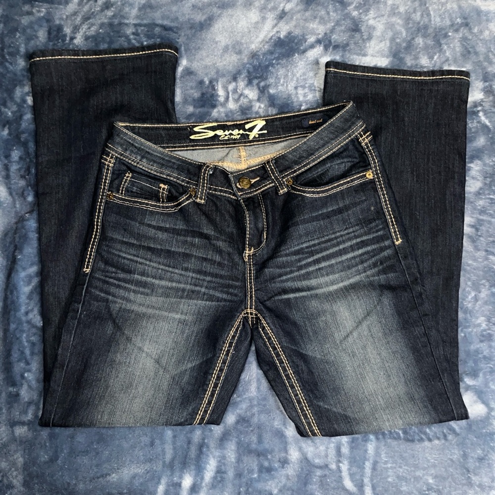 Seven7 Women's Indigo Bootcut Jeans with Contrast Stitching